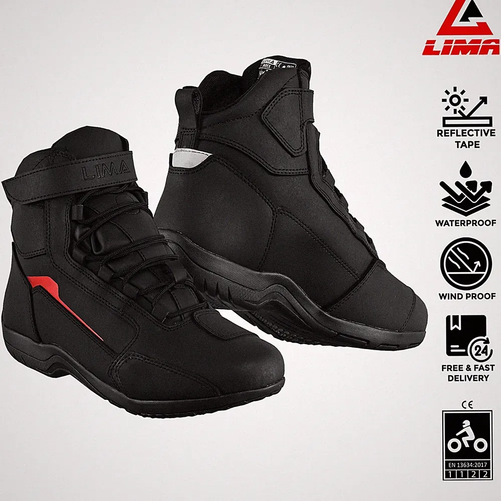 Mens Motorcycle Boots Short Ankle Riding Armoured Waterproof Leather Shoes CE-L2