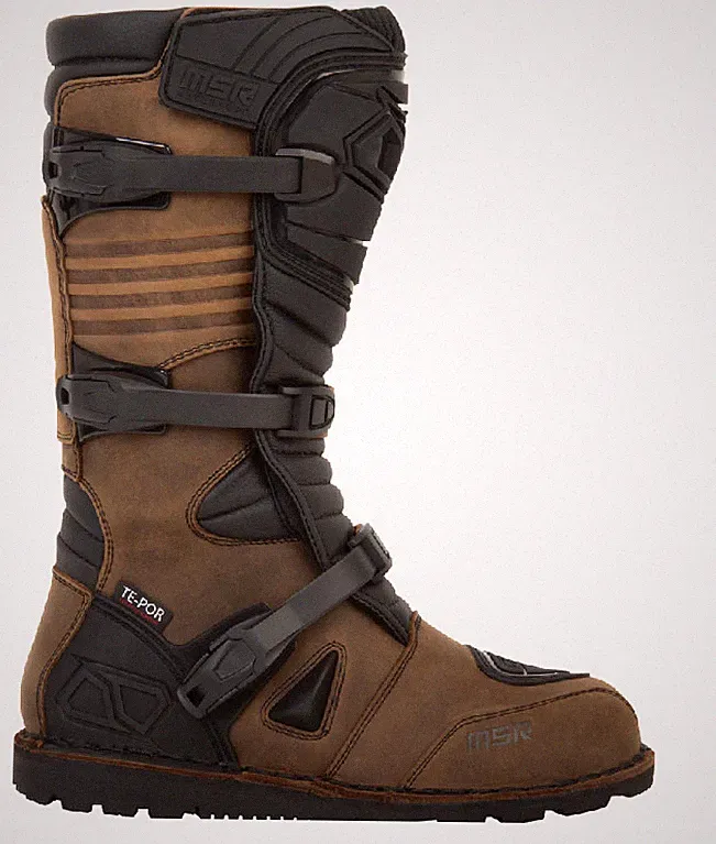 MSR Waterproof Adventure Motorcycle Boots, Brown, Size 12