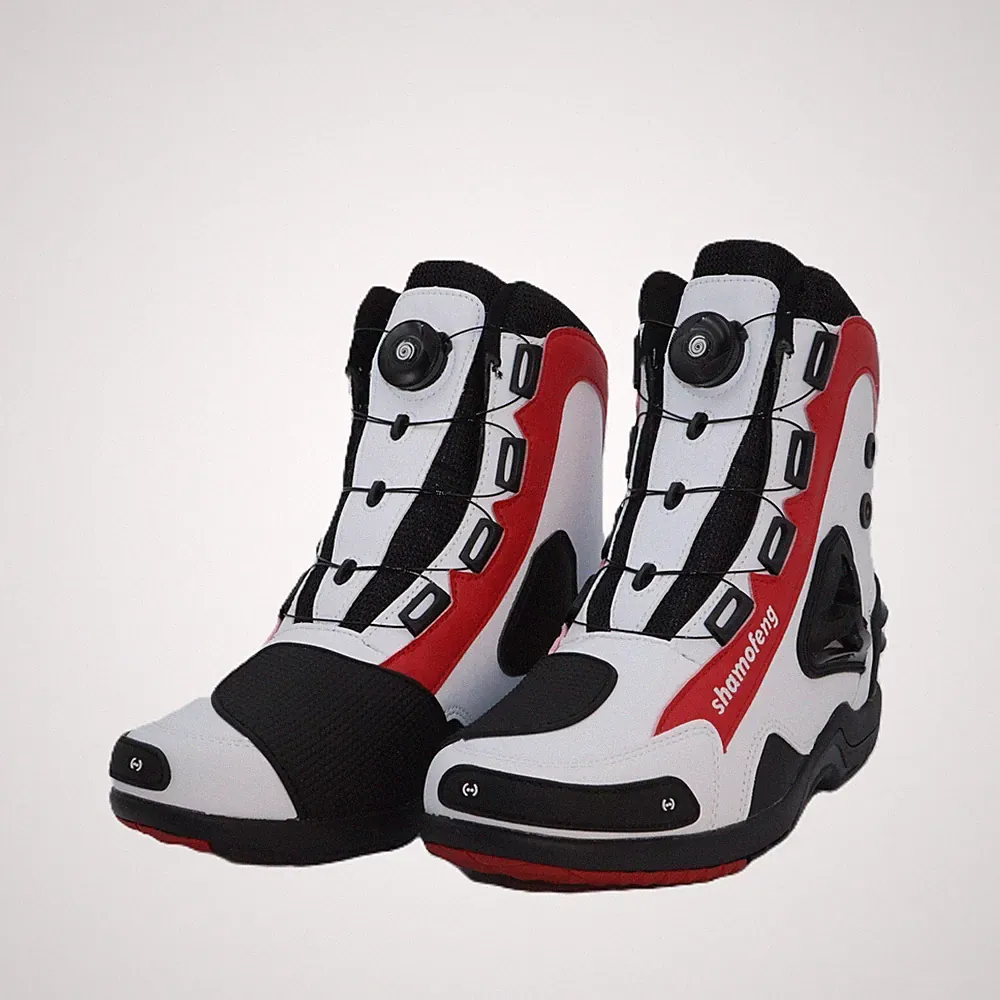 Shamofeng Motorcycle Shoes Men Racing Bike Boots Breathable Street Riding Boots